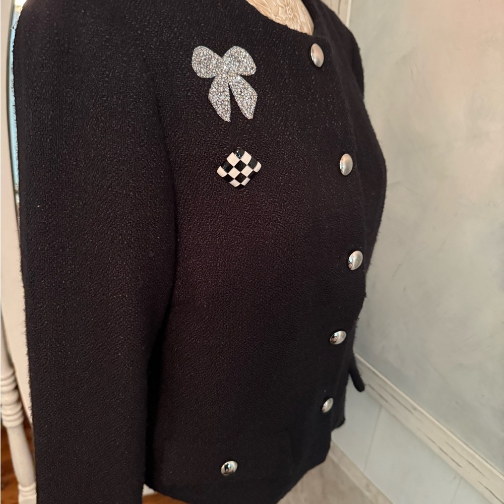 Anthropologie Black and Red Blazer with Heart Detail - Picture 11 of 12